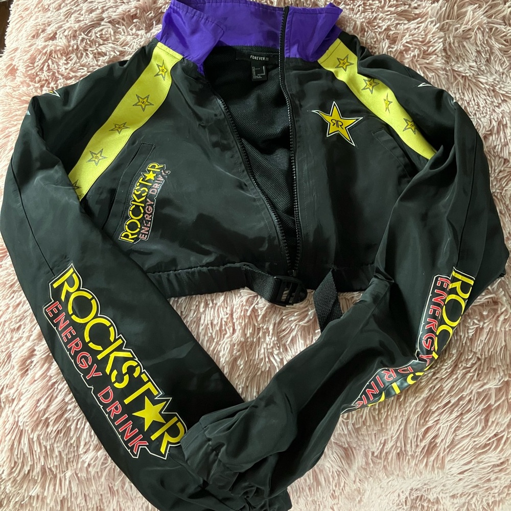 Forever 21 Black and Purple Windbreaker Jacket